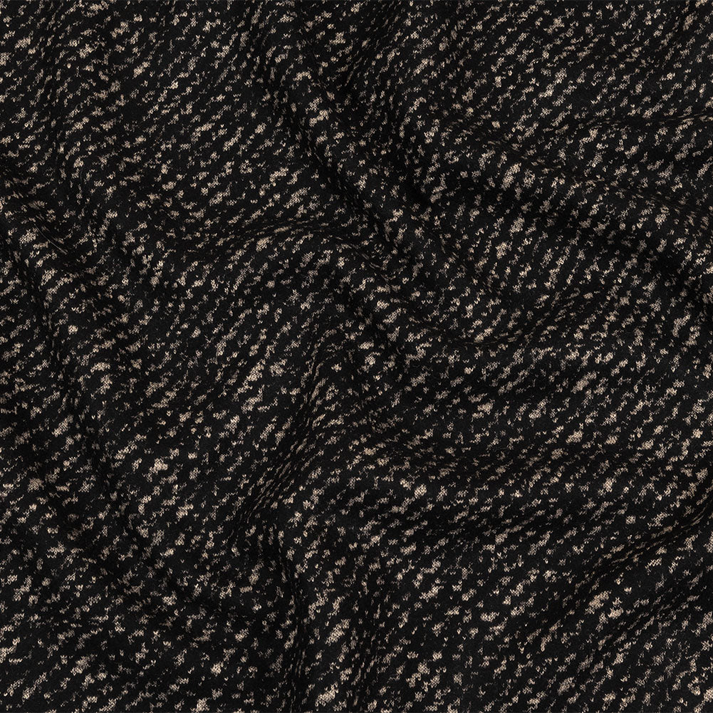 Black and Beige Speckled Diagonal Stripes Fulled Wool Knit Black and Beige Speckled Diagonal Stripes Fulled Wool Knit
