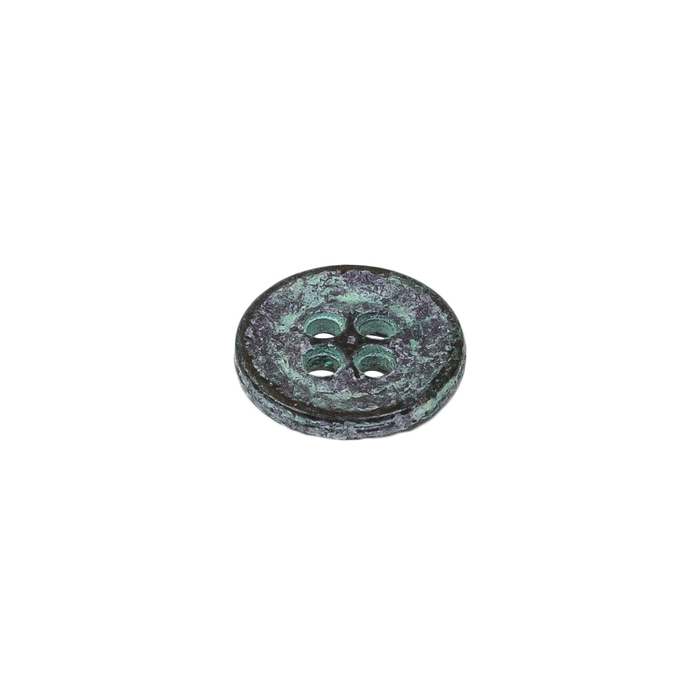 Italian Aqua and Lilac Oxidized Metal 4-Hole Button - 20L/12.5mm Folded Italian Aqua and Lilac Oxidized Metal 4-Hole Button - 20L/12.5mm Folded