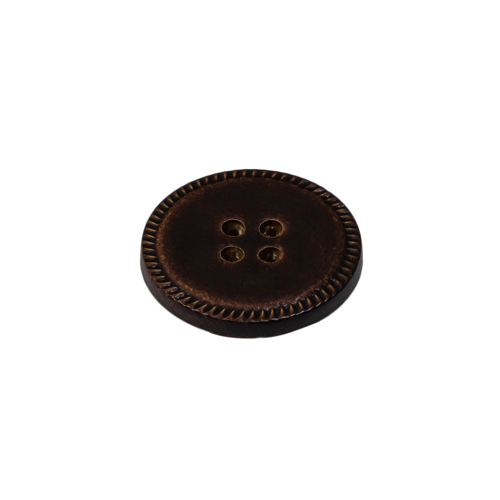 Russet Brown Pie Crust Rim 4-Hole Plastic Button - 32L/20mm Folded Russet Brown Pie Crust Rim 4-Hole Plastic Button - 32L/20mm Folded