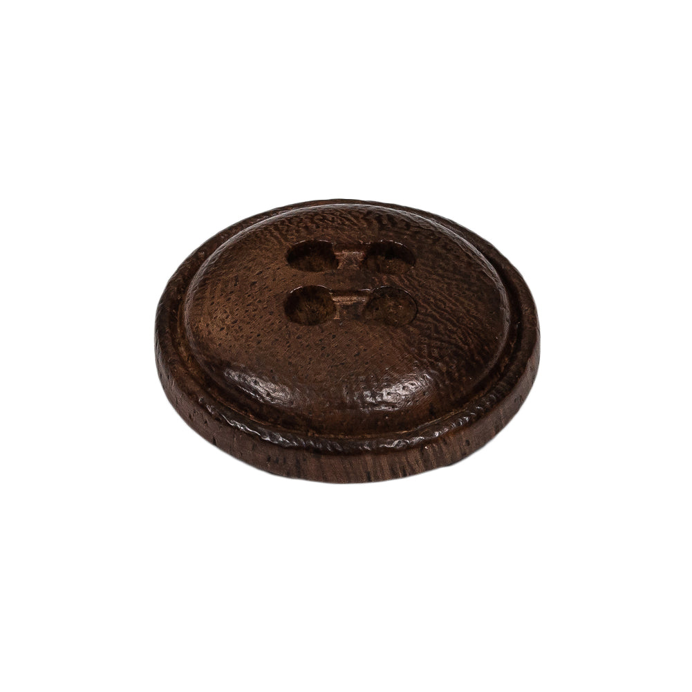 Deep Brown Dome Shaped 4-Hole Wood Button - 38L/24mm Folded Deep Brown Dome Shaped 4-Hole Wood Button - 38L/24mm Folded