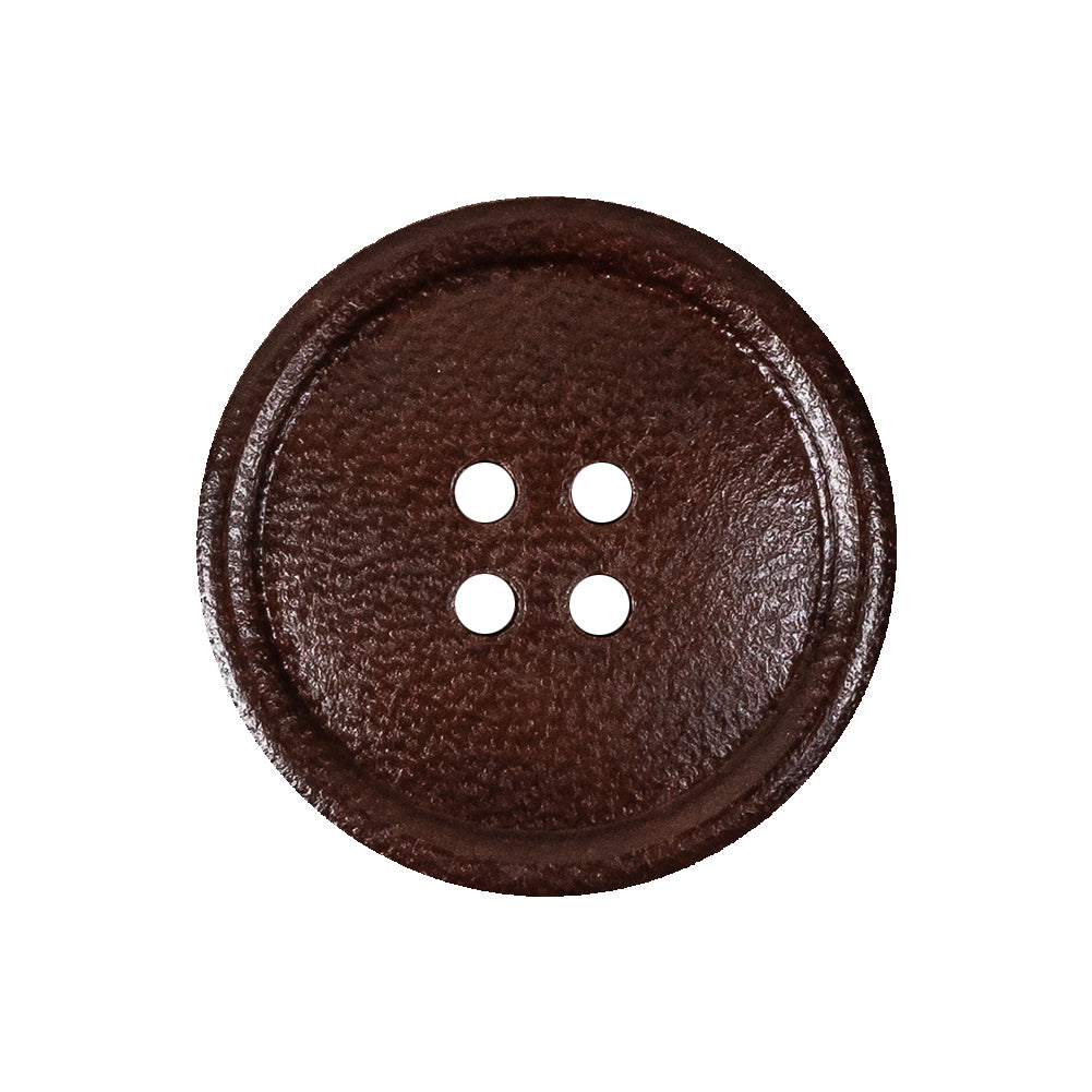 Italian Brown Low Convex 4-Hole Leather Button - 40L/25.5mm Italian Brown Low Convex 4-Hole Leather Button - 40L/25.5mm