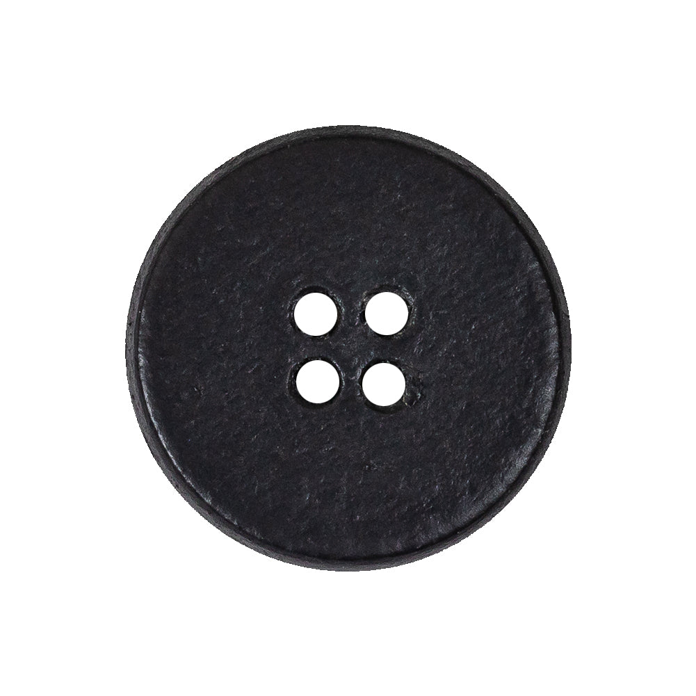 Italian Baritone Blue Low Convex 4-Hole Leather Button - 40L/25.5mm Detail Italian Baritone Blue Low Convex 4-Hole Leather Button - 40L/25.5mm Detail