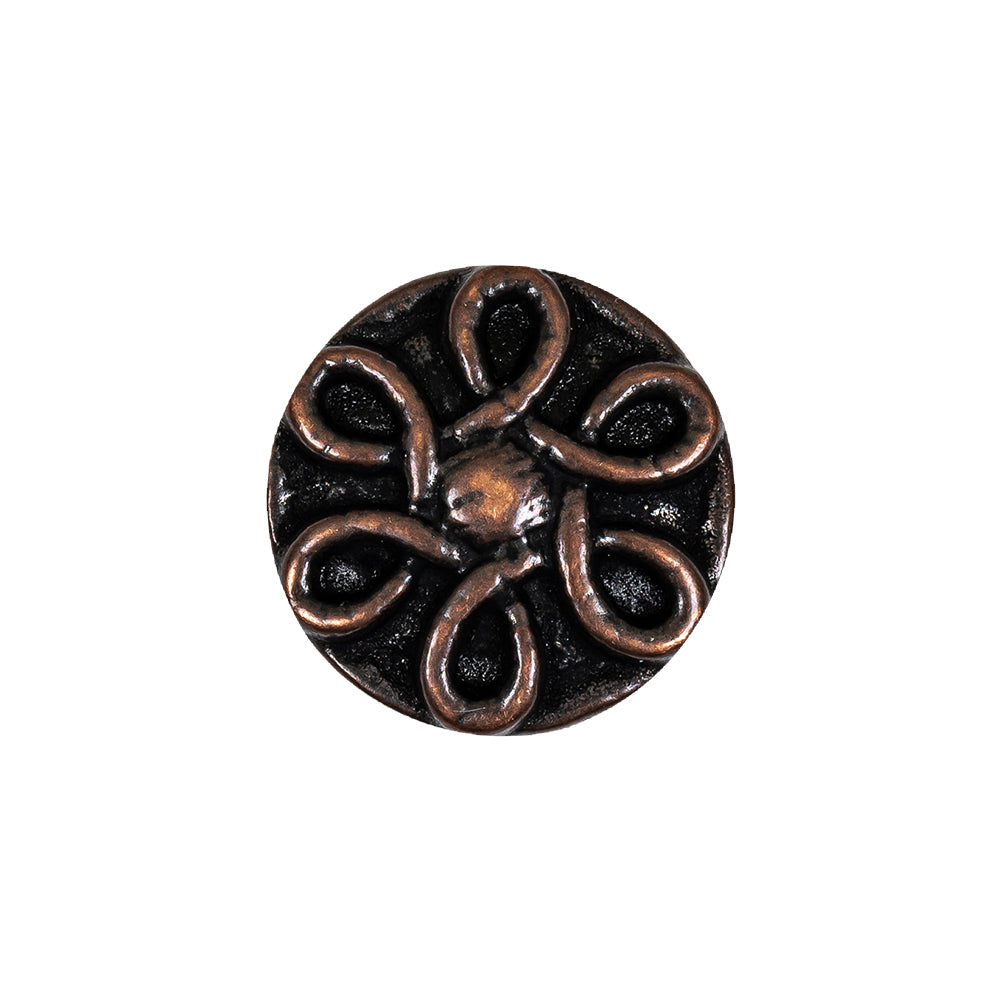 Antique Copper Knotted Floral Metal Shank Back Button - 32L/20mm Antique Copper Knotted Floral Metal Shank Back Button - 32L/20mm