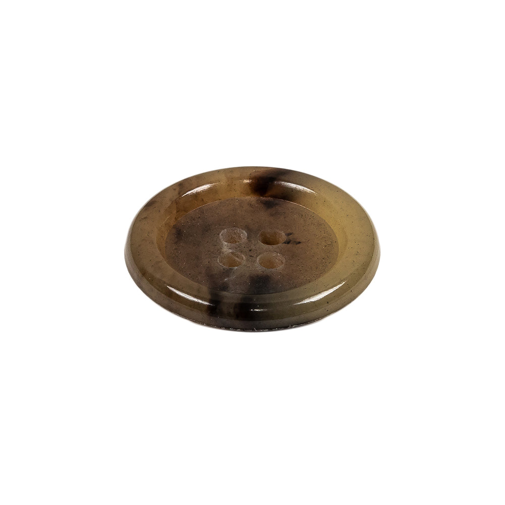 Tan and Brown Mottled Semitransparent 4-Hole Rolled Rim Plastic Button - 34L/21.5mm Folded Tan and Brown Mottled Semitransparent 4-Hole Rolled Rim Plastic Button - 34L/21.5mm Folded