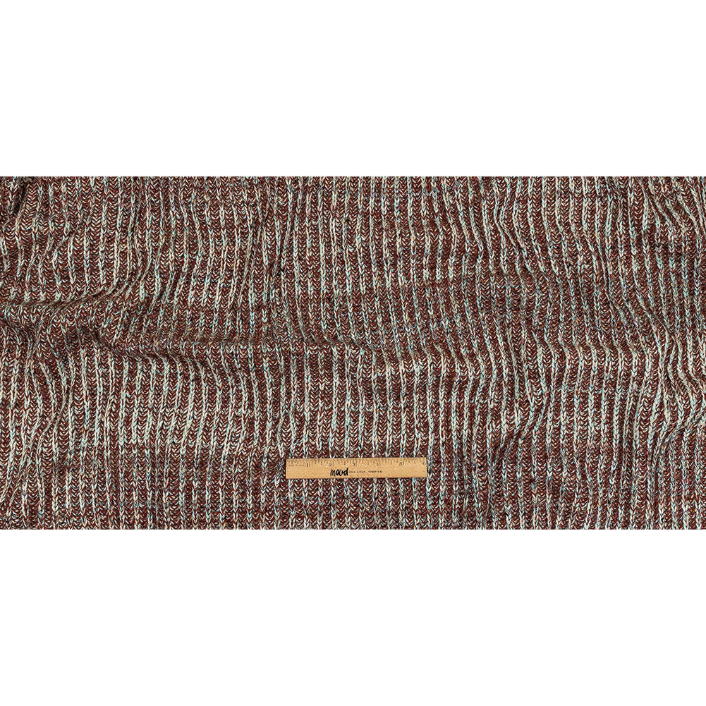 Tanager Turquoise, Rust Orange and Striped Mustard Chunky Sweater Knit Full Tanager Turquoise, Rust Orange and Striped Mustard Chunky Sweater Knit Full