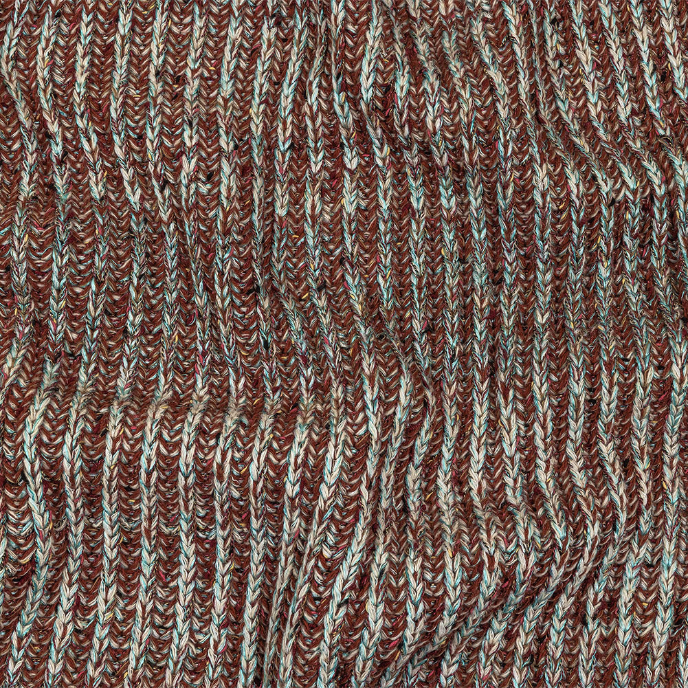 Tanager Turquoise, Rust Orange and Striped Mustard Chunky Sweater Knit Tanager Turquoise, Rust Orange and Striped Mustard Chunky Sweater Knit