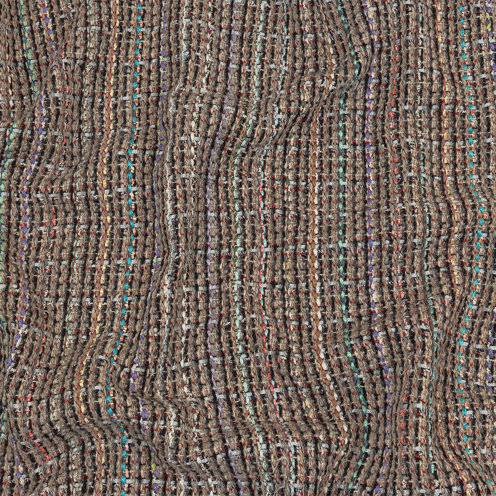 Italian Charcoal, Beige and Multicolor Blended Wool Tweed Woven Italian Charcoal, Beige and Multicolor Blended Wool Tweed Woven