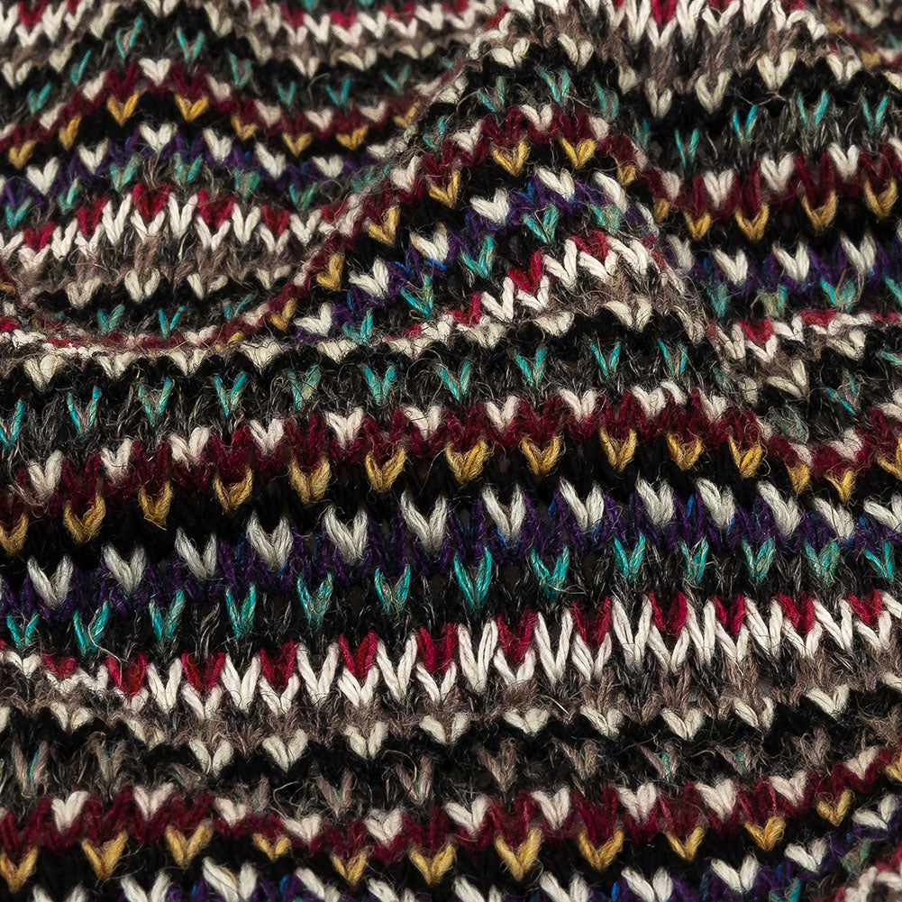 Italian Port Royale, Taupe and Blue Striped Chunky Blended Wool Sweater Knit Detail Italian Port Royale, Taupe and Blue Striped Chunky Blended Wool Sweater Knit Detail