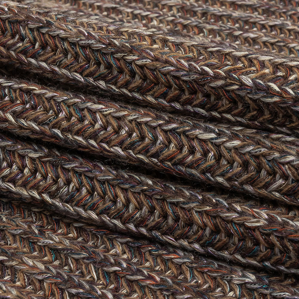 Italian Beige, Barrier Reef and White Tweedy Blended Wool Ribbed Sweater Knit Folded Italian Beige, Barrier Reef and White Tweedy Blended Wool Ribbed Sweater Knit Folded