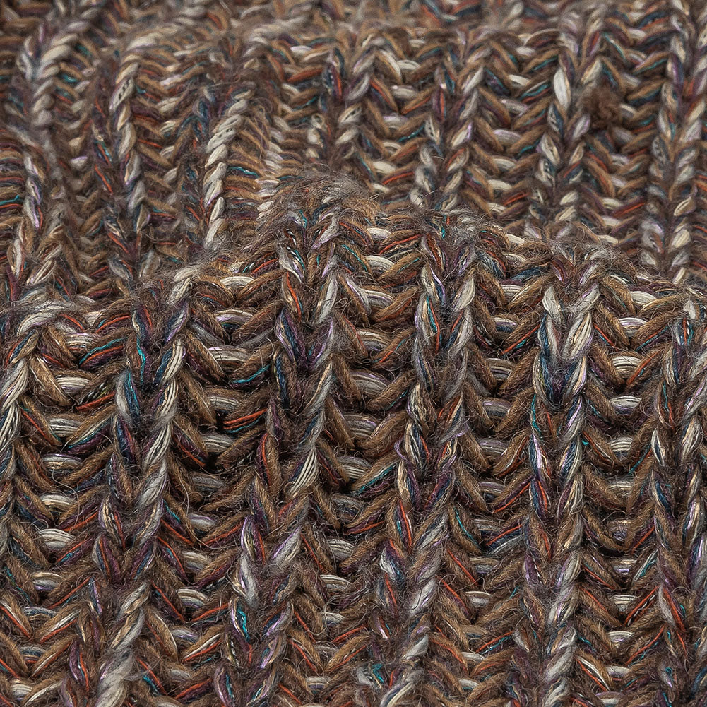 Italian Beige, Barrier Reef and White Tweedy Blended Wool Ribbed Sweater Knit Detail Italian Beige, Barrier Reef and White Tweedy Blended Wool Ribbed Sweater Knit Detail