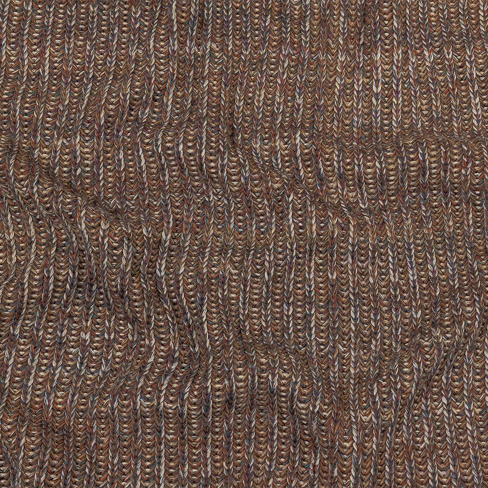 Italian Beige, Barrier Reef and White Tweedy Blended Wool Ribbed Sweater Knit Italian Beige, Barrier Reef and White Tweedy Blended Wool Ribbed Sweater Knit