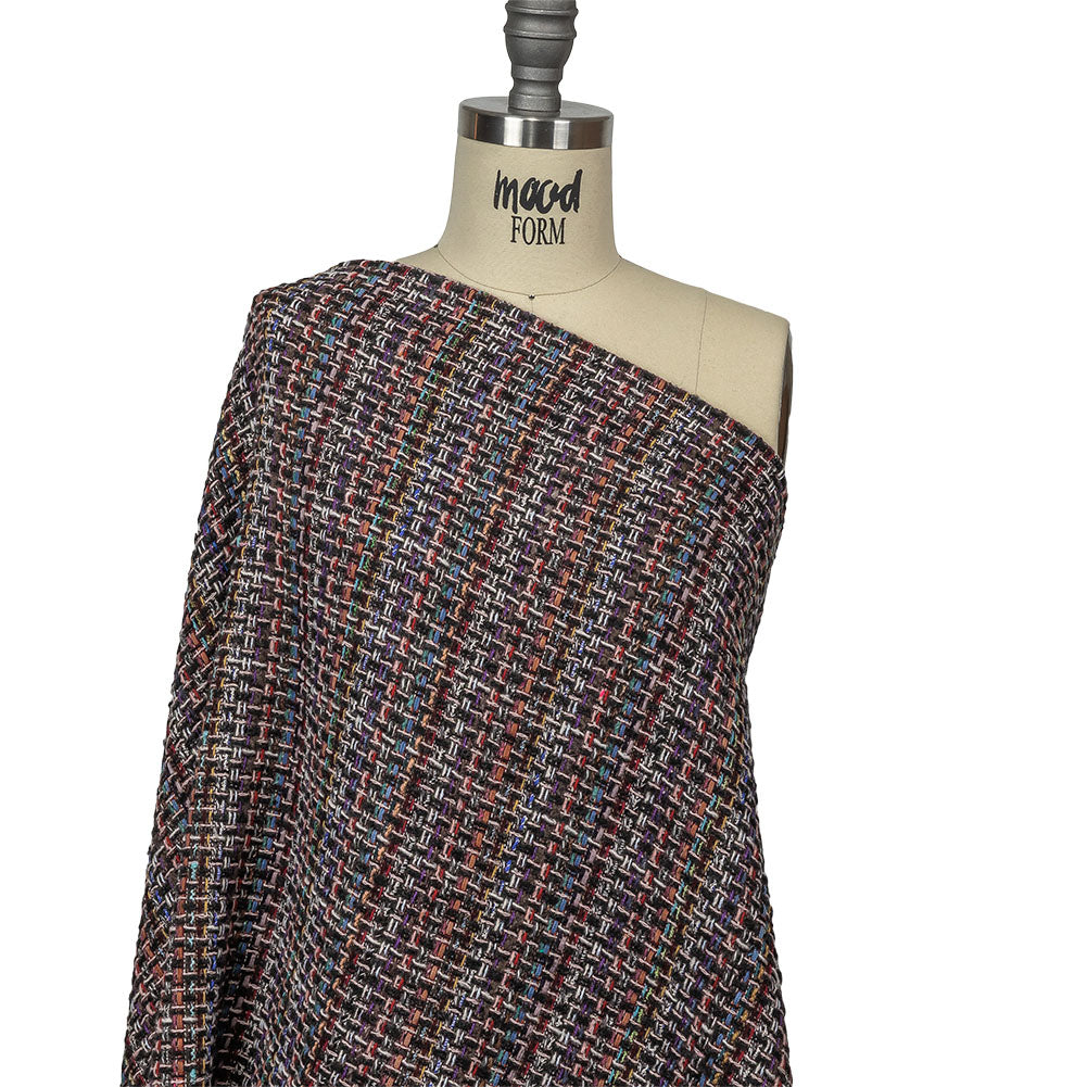 Charcoal and Multicolor Blended Wool Tweed Drape Charcoal and Multicolor Blended Wool Tweed Drape