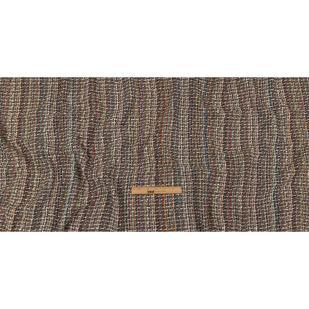 Italian White, Gray and Multicolor Blended Wool Tweed Full Italian White, Gray and Multicolor Blended Wool Tweed Full