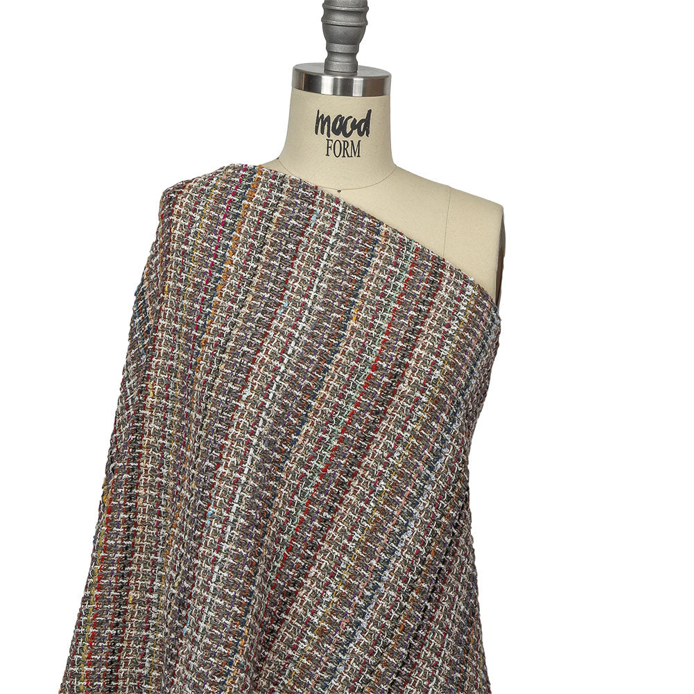 Italian White, Gray and Multicolor Blended Wool Tweed Drape Italian White, Gray and Multicolor Blended Wool Tweed Drape