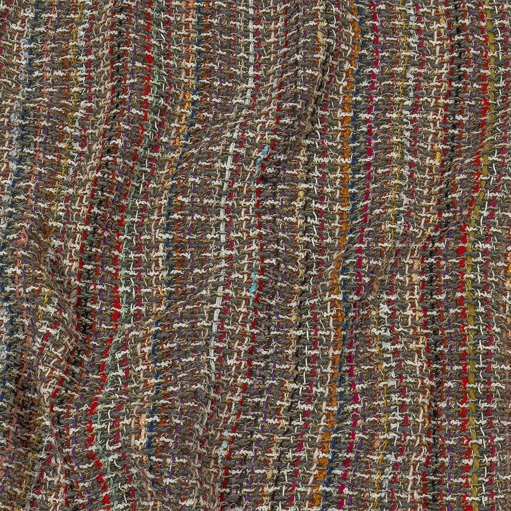 Italian White, Gray and Multicolor Blended Wool Tweed Italian White, Gray and Multicolor Blended Wool Tweed