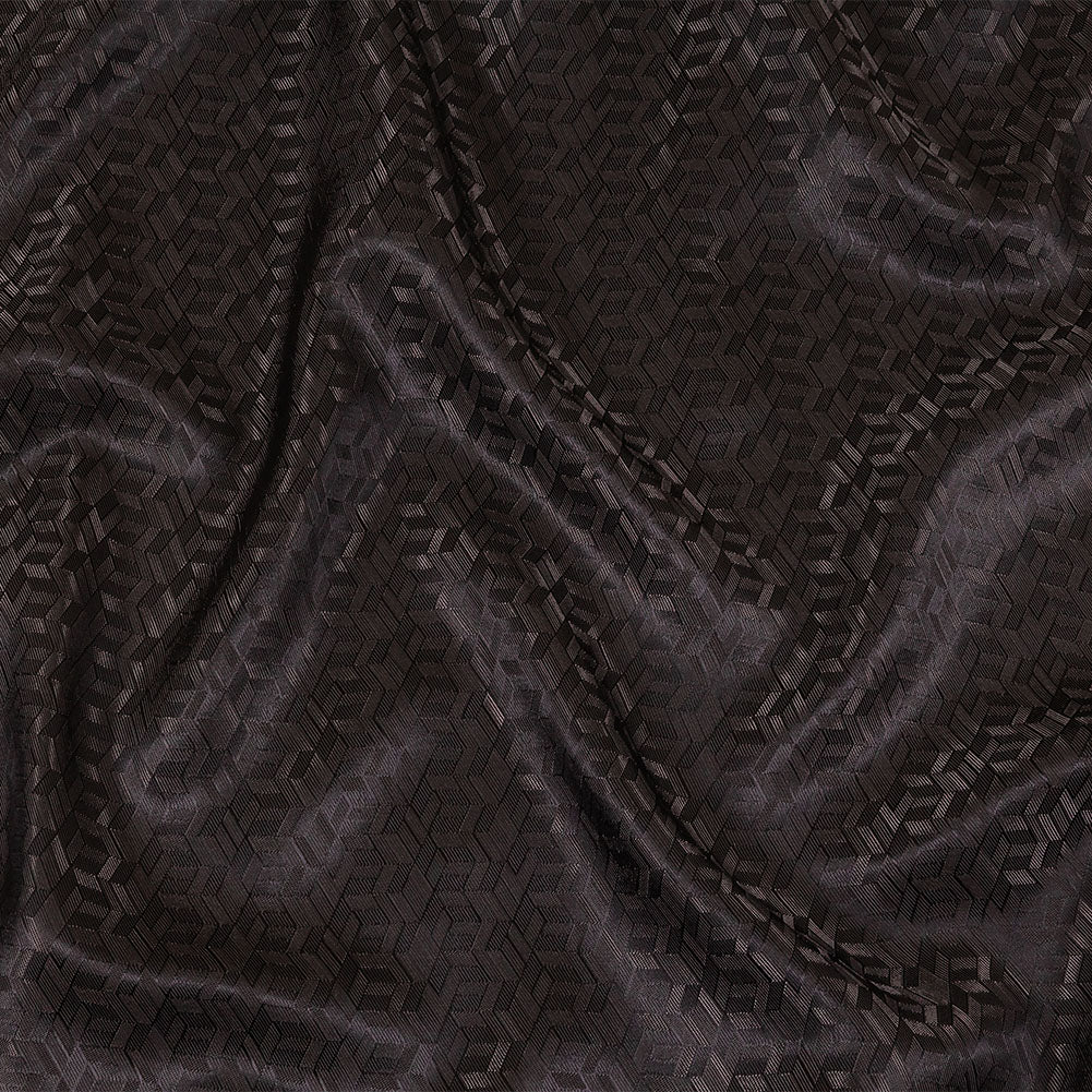 Black and Charcoal Faux 3D Boxes Jacquard Lining Black and Charcoal Faux 3D Boxes Jacquard Lining