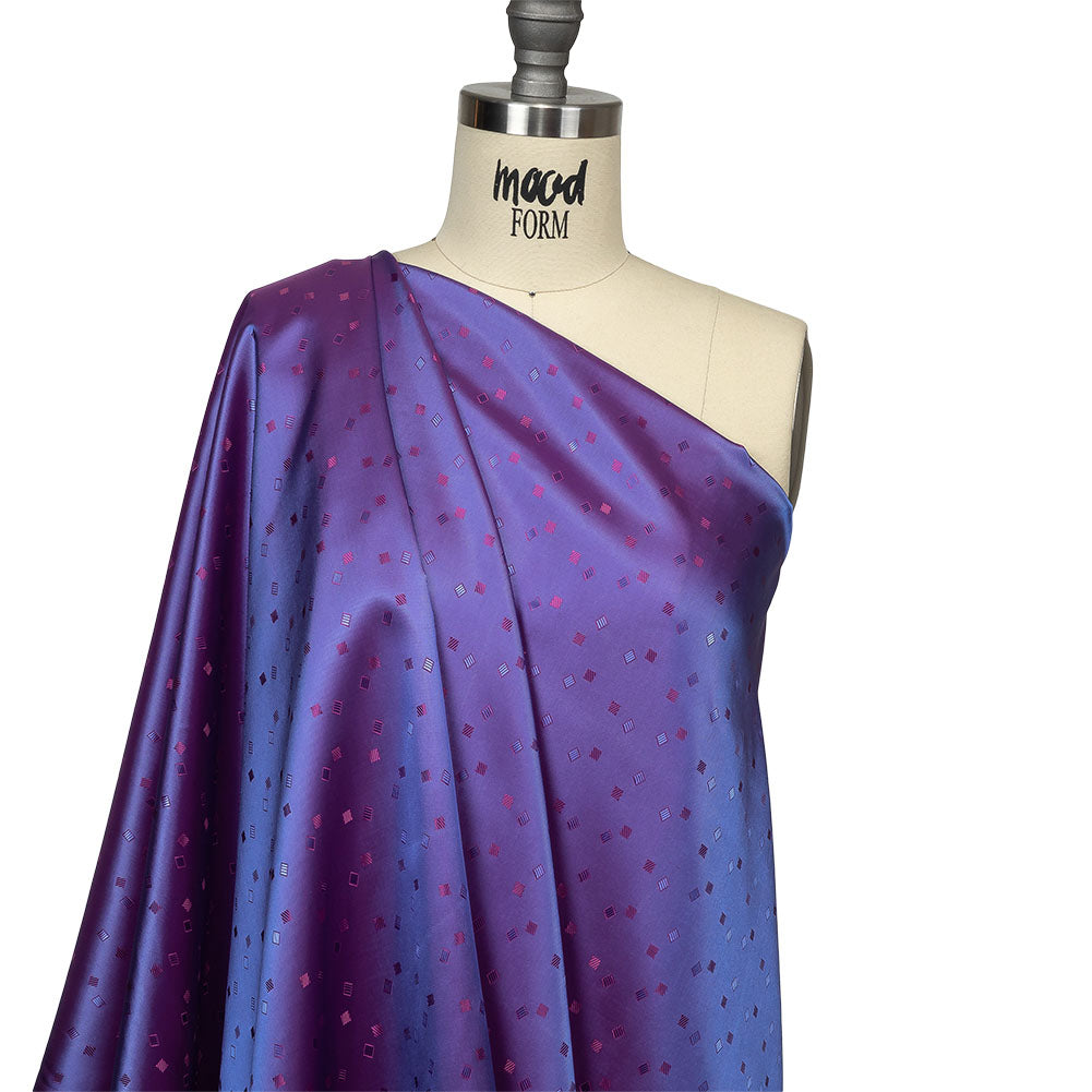 Purple and Blue Bi-Color Sprinkled Squares Jacquard Lining Purple and Blue Bi-Color Sprinkled Squares Jacquard Lining