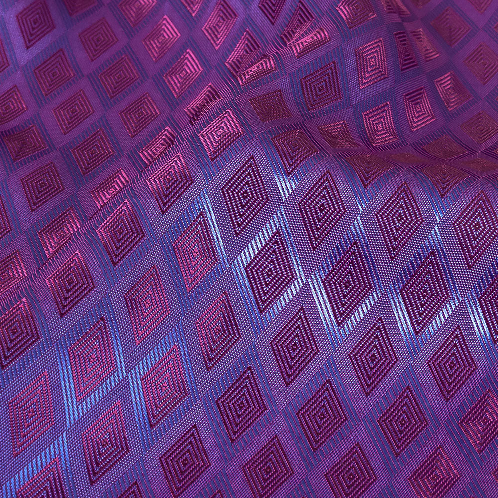 Magenta and Blue Bi-Color Diamonds Jacquard Lining Magenta and Blue Bi-Color Diamonds Jacquard Lining