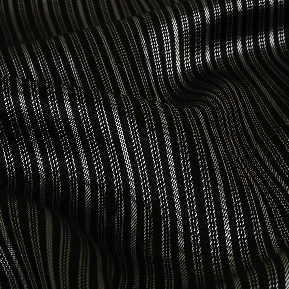 Black and Silver Striped Acetate Twill Lining Black and Silver Striped Acetate Twill Lining