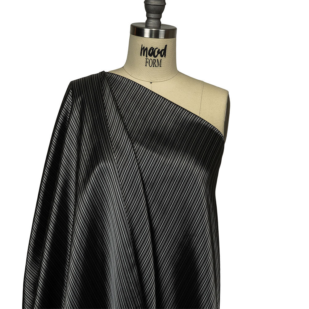 Black and Silver Striped Acetate Twill Lining Black and Silver Striped Acetate Twill Lining