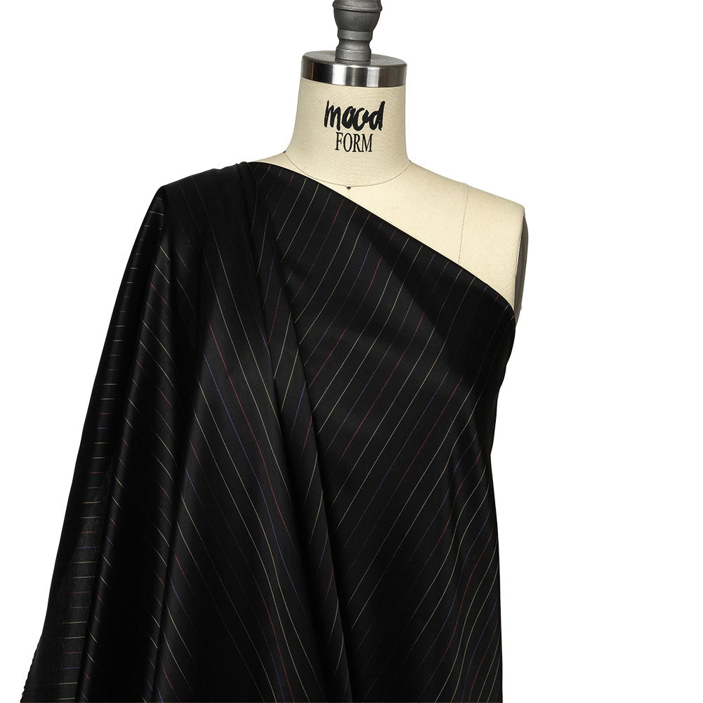 Black and Rainbow Pinstriped Acetate Twill Lining Black and Rainbow Pinstriped Acetate Twill Lining