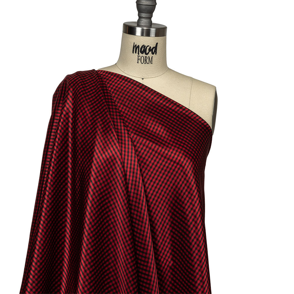 Mini Gingham Acetate Twill Lining - Red and Black Mini Gingham Acetate Twill Lining - Red and Black
