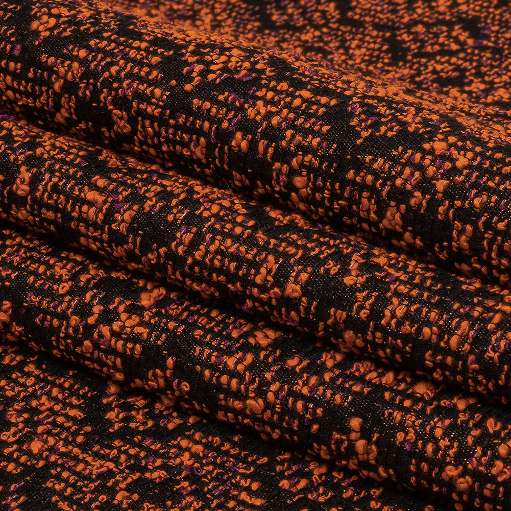 Metallic Gold, Shocking Orange and Black Diamonds Polyester Boucled Jacquard Folded Metallic Gold, Shocking Orange and Black Diamonds Polyester Boucled Jacquard Folded