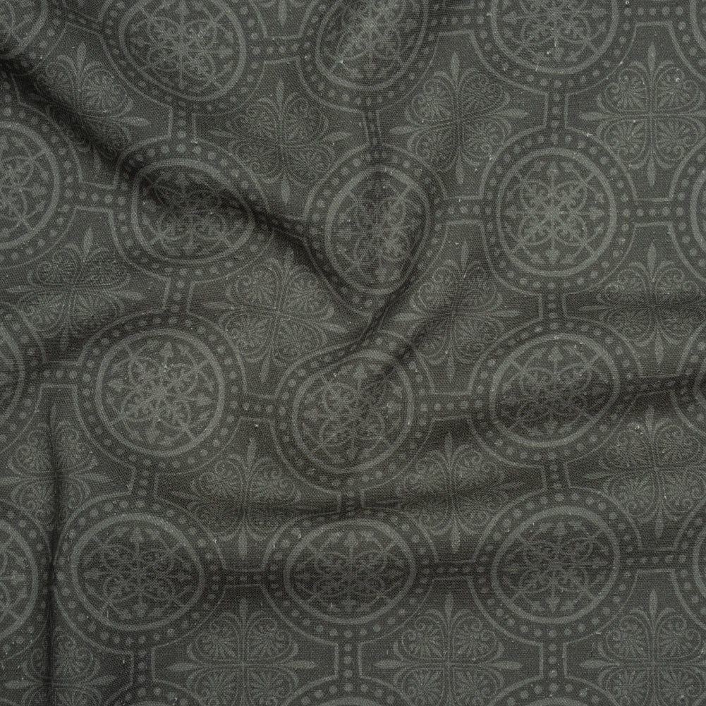 Linen and Rayon Woven Print - Gray Medallions - Mood Exclusive Gawain's Glory Linen and Rayon Woven Print - Gray Medallions - Mood Exclusive Gawain's Glory