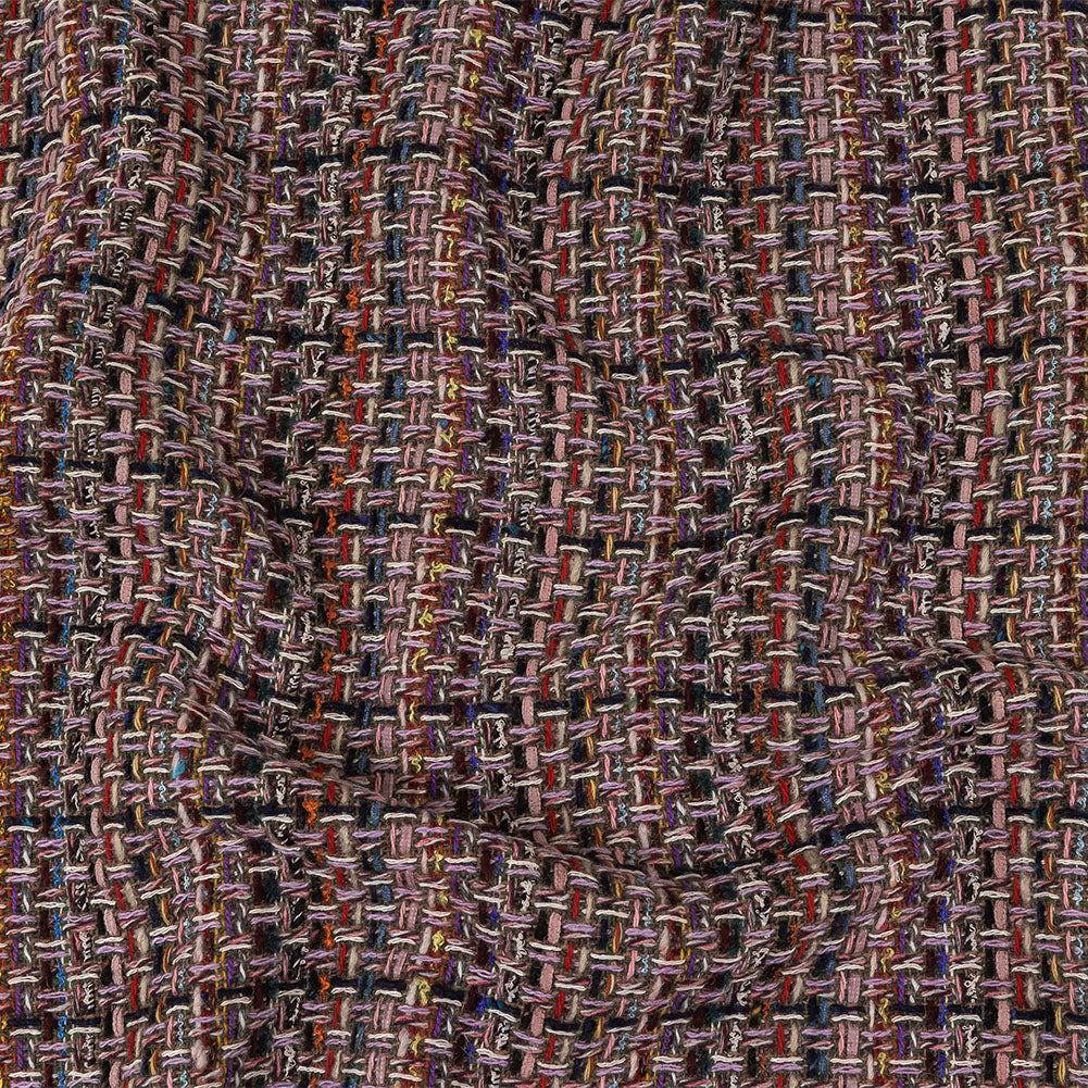 Italian Olive, Lilac and Multicolor Tweedy Plaid Blended Wool Woven Italian Olive, Lilac and Multicolor Tweedy Plaid Blended Wool Woven