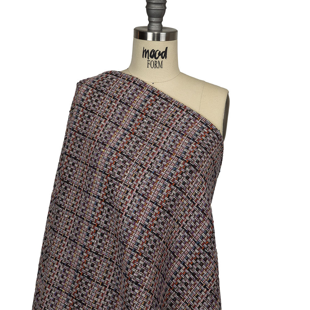 Gray, Navy and Multicolor Tweedy Plaid Blended Wool Woven Drape Gray, Navy and Multicolor Tweedy Plaid Blended Wool Woven Drape