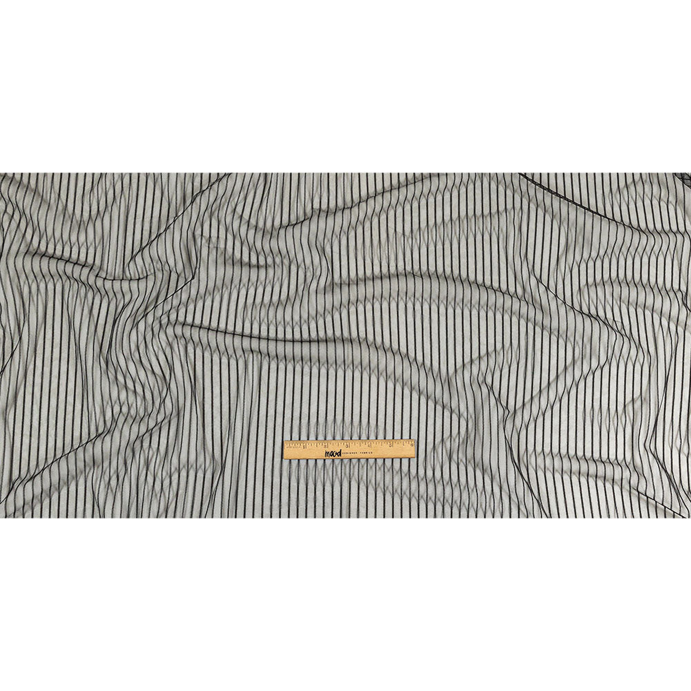 Embroidery Striped Tulle - Black - Elsinore Collection - Full Embroidery Striped Tulle - Black - Elsinore Collection - Full
