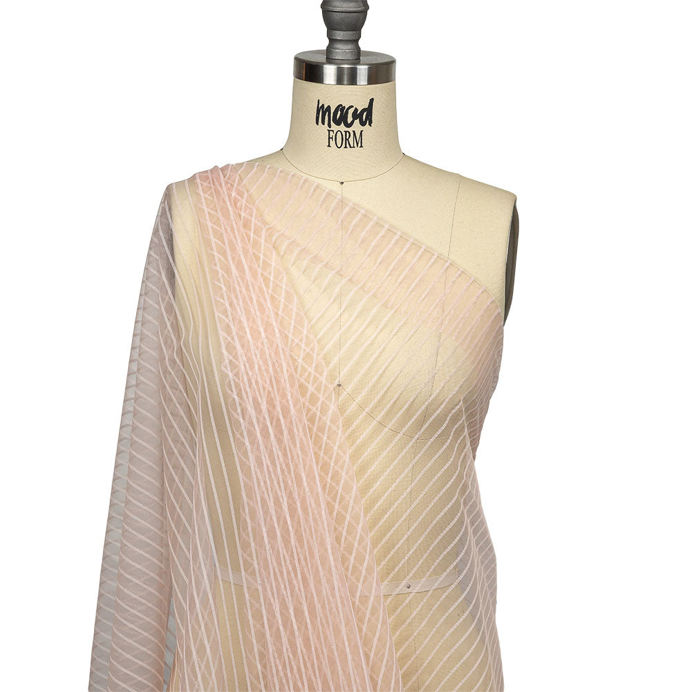 Embroidery Striped Tulle - Blush - Elsinore Collection Embroidery Striped Tulle - Blush - Elsinore Collection