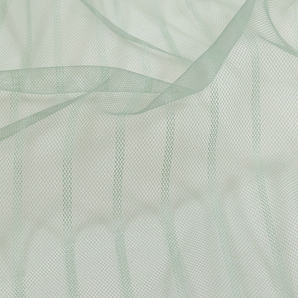 Embroidery Striped Tulle - Gray Green - Elsinore Collection - Detail Embroidery Striped Tulle - Gray Green - Elsinore Collection - Detail