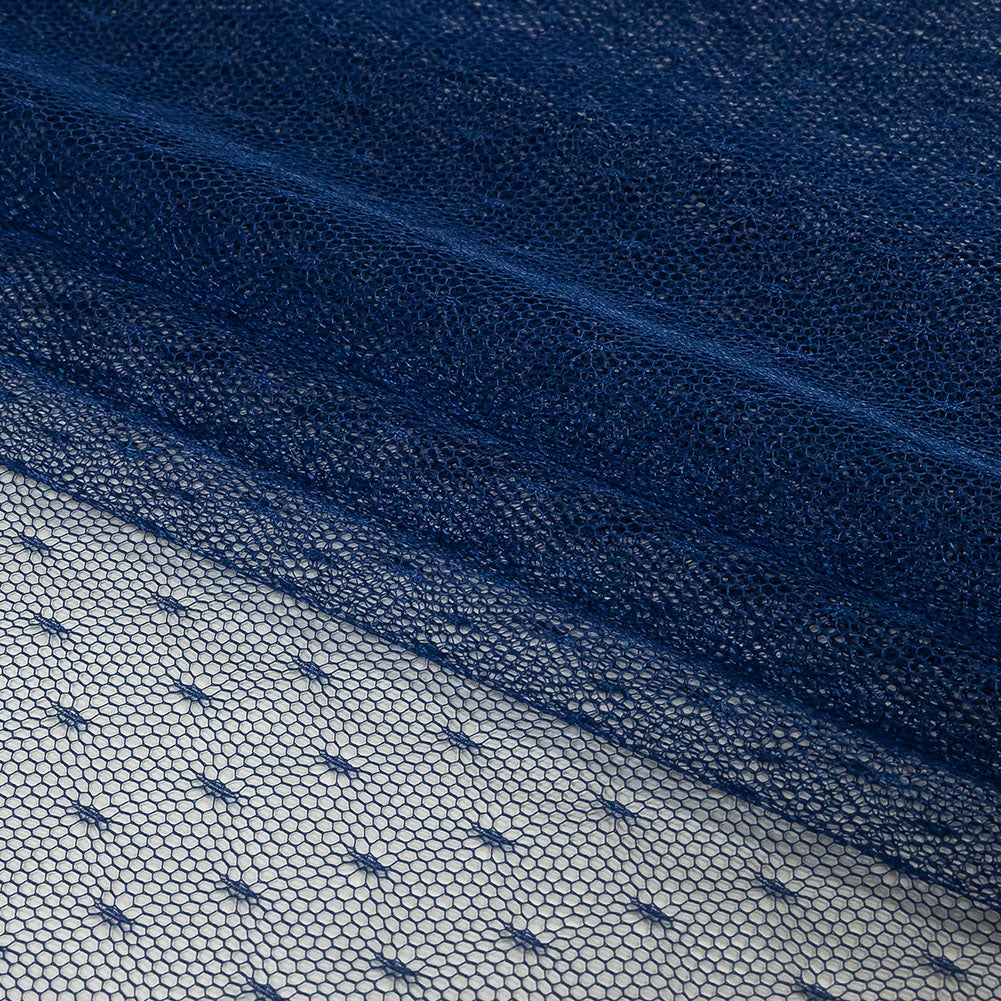 Point D'Esprit Tulle - Navy - Remi Collection - Folded Point D'Esprit Tulle - Navy - Remi Collection - Folded