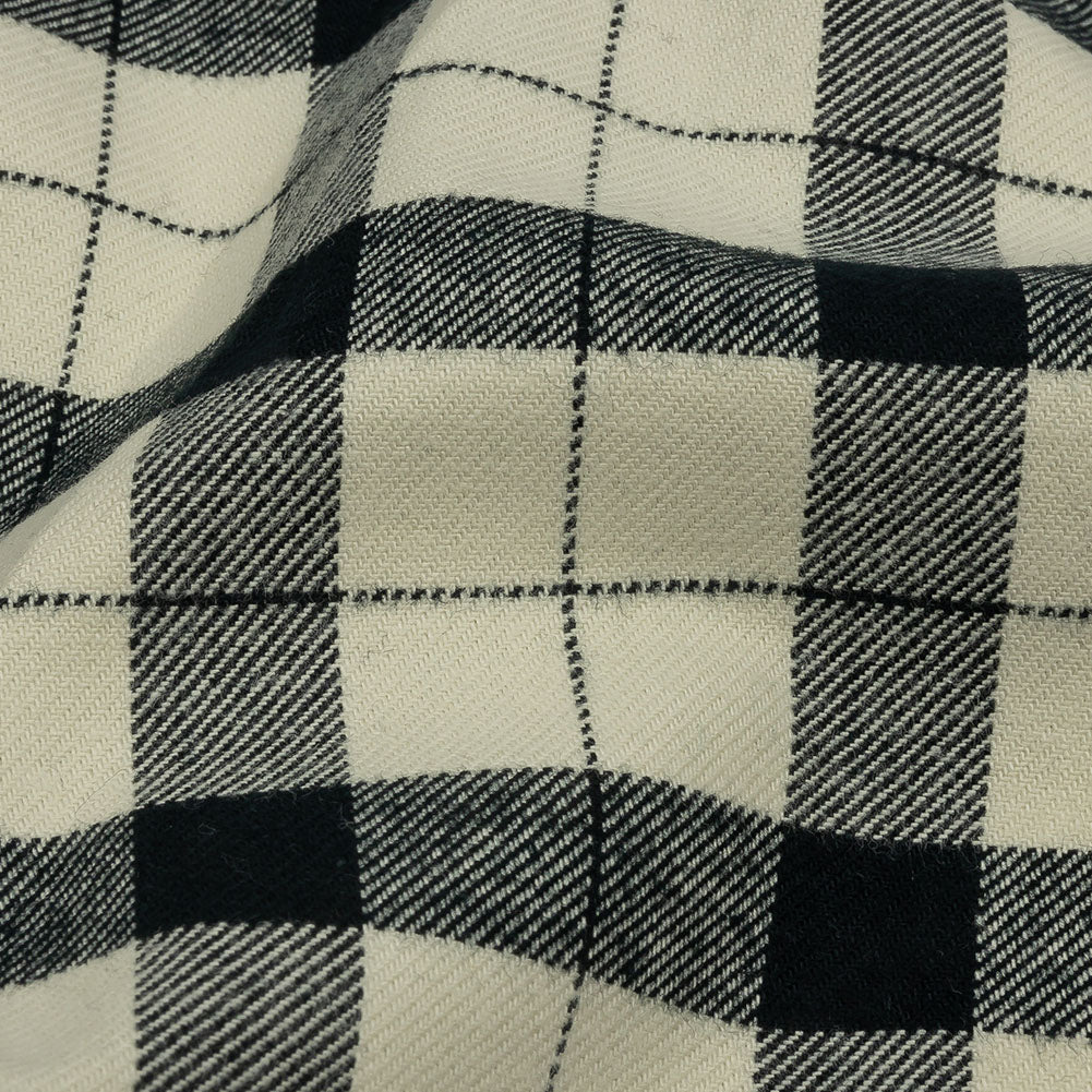 Cream and Black Plaid Brushed Cotton Twill Detail Cream and Black Plaid Brushed Cotton Twill Detail
