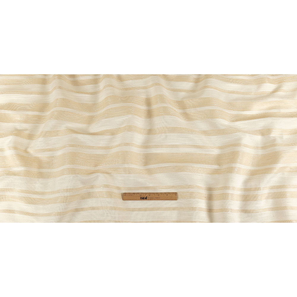 Pale Gold and Ivory Striped Polyester Woven Full Pale Gold and Ivory Striped Polyester Woven Full