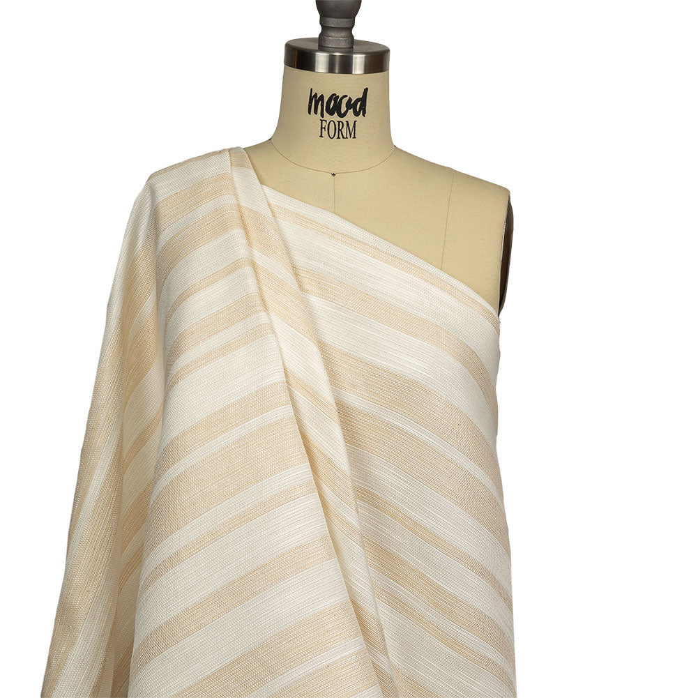 Pale Gold and Ivory Striped Polyester Woven Drape Pale Gold and Ivory Striped Polyester Woven Drape