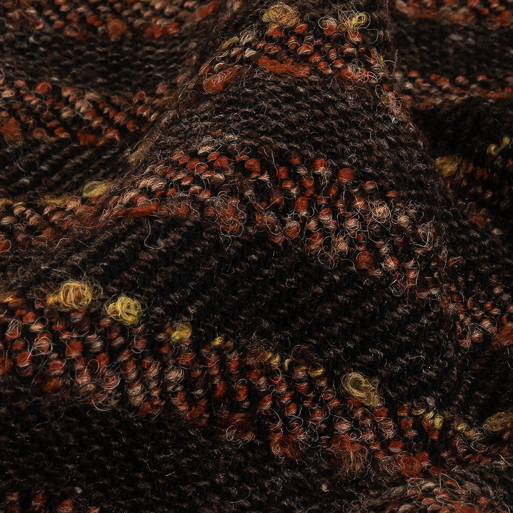 Brown, Black and Orange Boucle Stripes Blended Wool Twill Coating Detail Brown, Black and Orange Boucle Stripes Blended Wool Twill Coating Detail