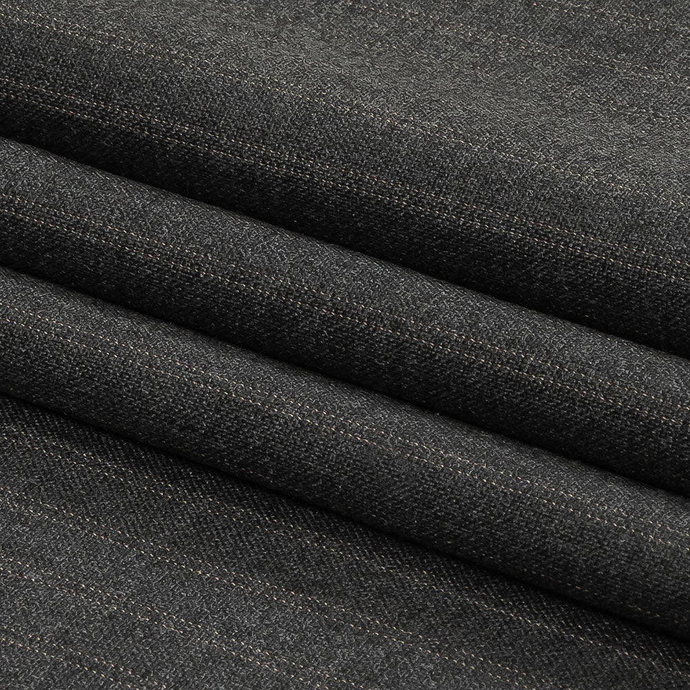 Gray and Beige Pinstriped Cotton and Polyester Suiting Folded Gray and Beige Pinstriped Cotton and Polyester Suiting Folded