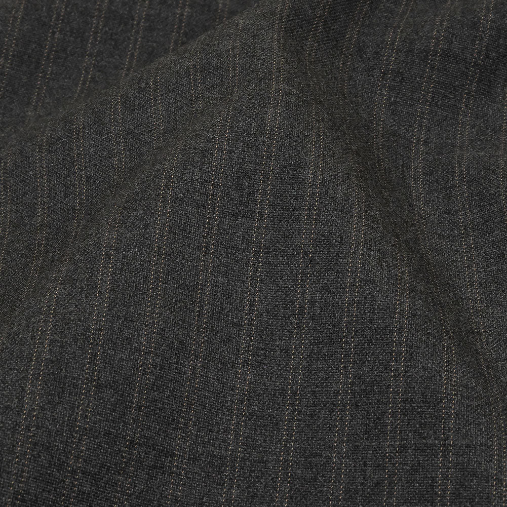 Gray and Beige Pinstriped Cotton and Polyester Suiting Detail Gray and Beige Pinstriped Cotton and Polyester Suiting Detail