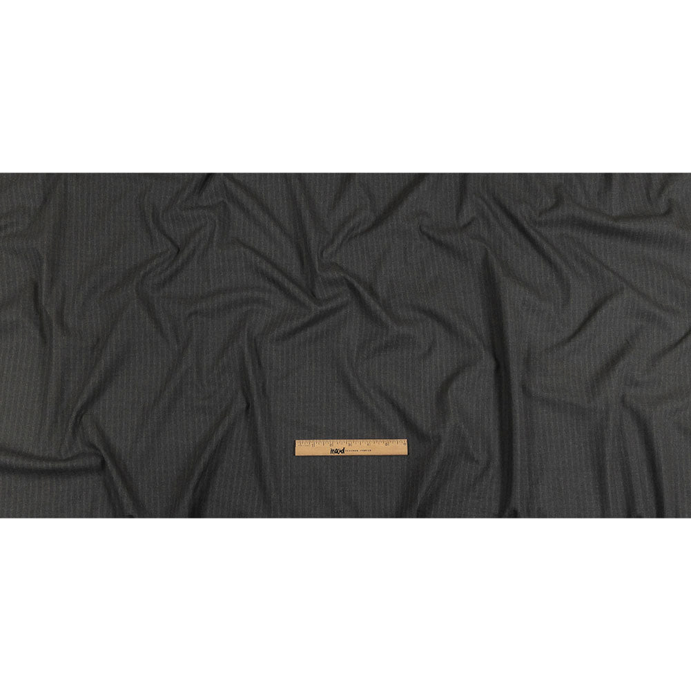 Gray and Beige Pinstriped Cotton and Polyester Suiting Full Gray and Beige Pinstriped Cotton and Polyester Suiting Full