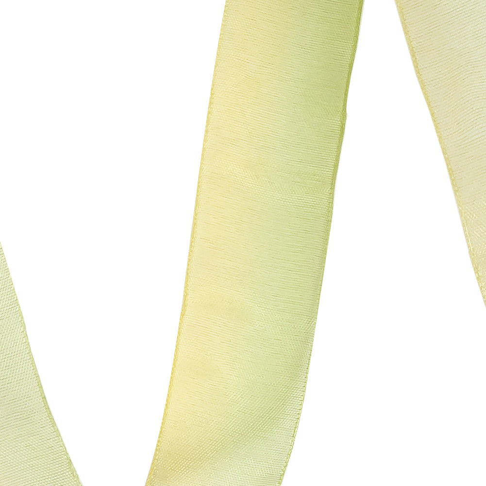 Sheer Yellow and Green Ombre Ribbon - 0.875" - Detail Sheer Yellow and Green Ombre Ribbon - 0.875" - Detail