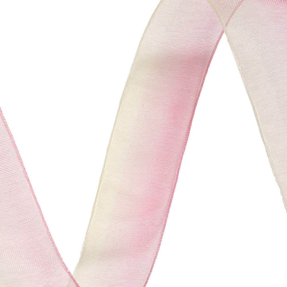 Sheer Yellow and Hot Pink Ombre Ribbon - 0.875" - Detail Sheer Yellow and Hot Pink Ombre Ribbon - 0.875" - Detail