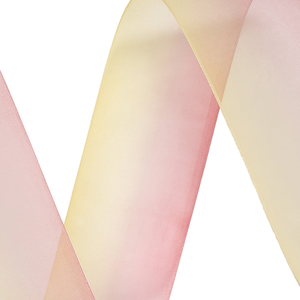 Sheer Yellow and Hot Pink Ombre Ribbon - 1.5" - Detail Sheer Yellow and Hot Pink Ombre Ribbon - 1.5" - Detail