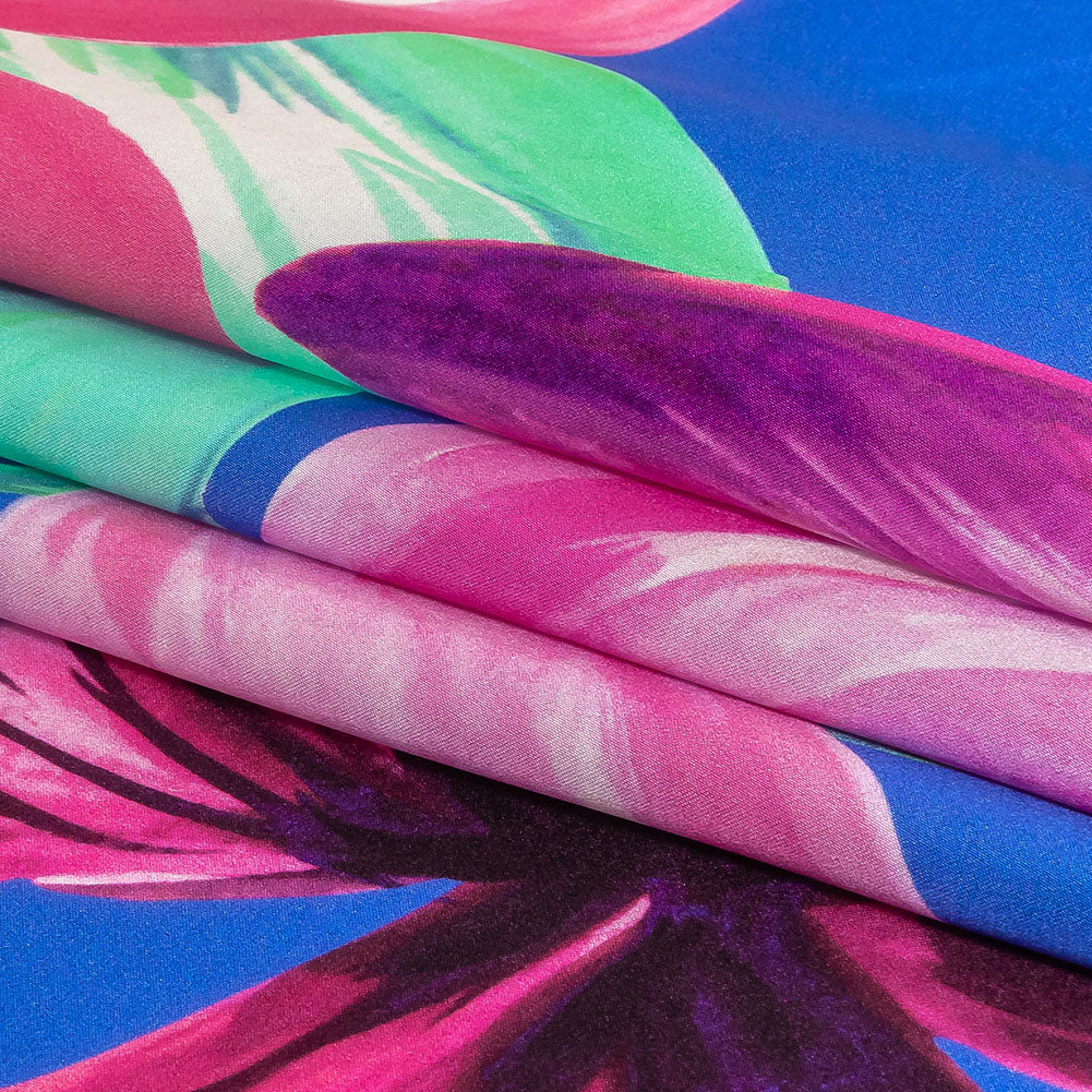 Mood Exclusive Italian Pink, Cascade and Blue Lilies Silk Charmeuse Mood Exclusive Italian Pink, Cascade and Blue Lilies Silk Charmeuse