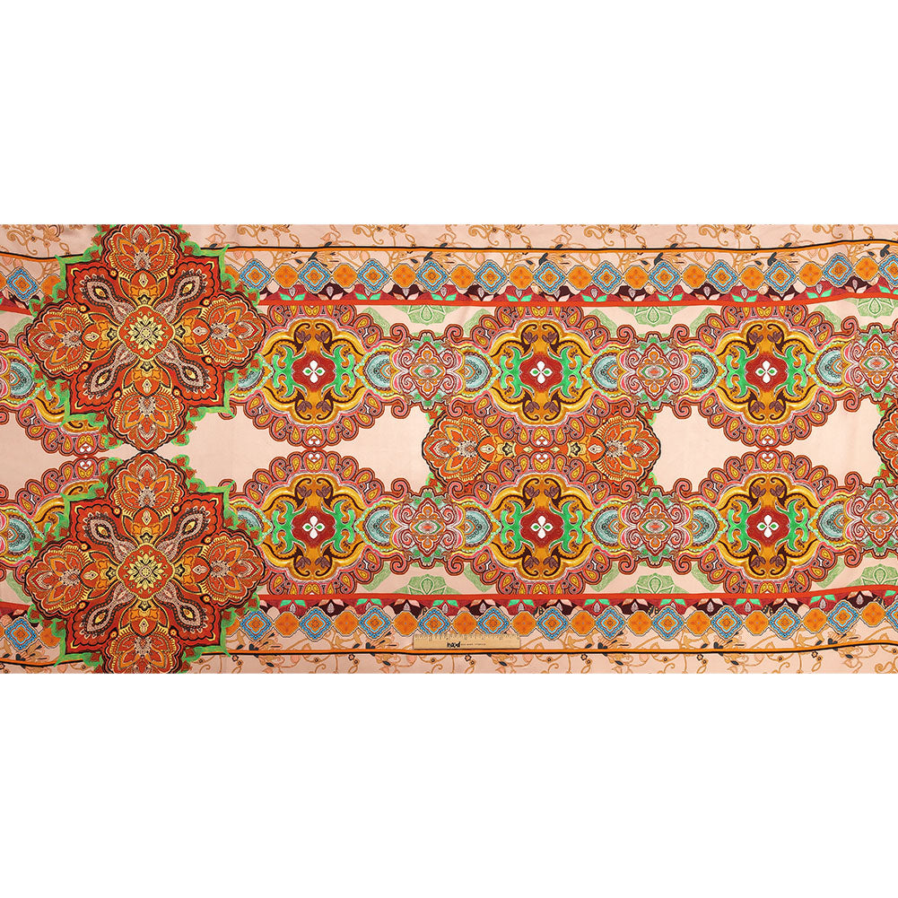 Mood Exclusive Italian Vibrant Green, Red and Orange Floral Tile Silk Charmeuse Mood Exclusive Italian Vibrant Green, Red and Orange Floral Tile Silk Charmeuse