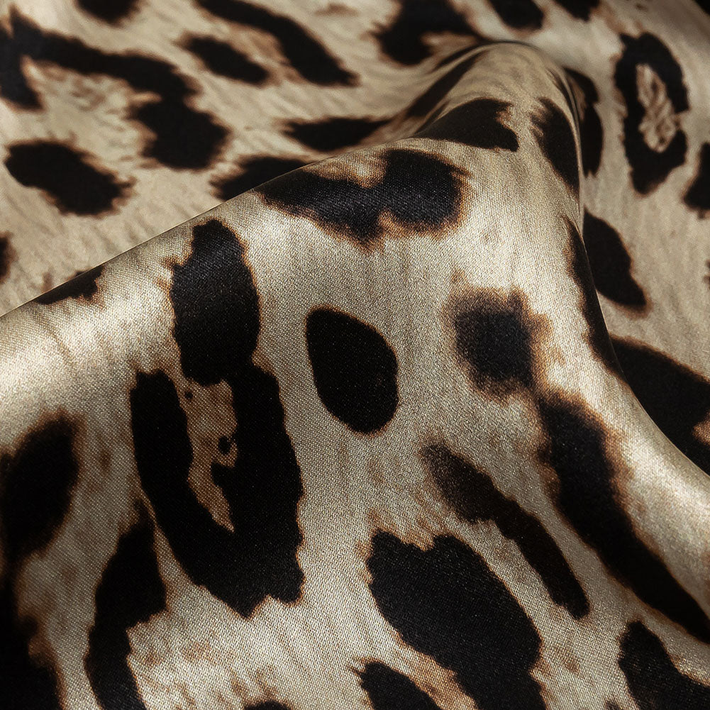 Mood Exclusive Italian Frosted Almond and Brown Leopard Silk Charmeuse Panel Mood Exclusive Italian Frosted Almond and Brown Leopard Silk Charmeuse Panel