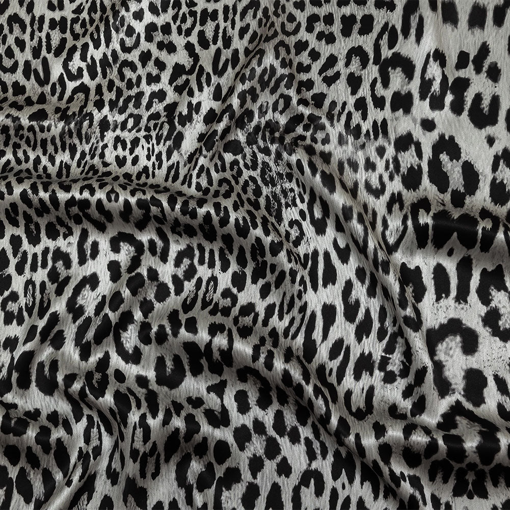 Mood Exclusive Italian White and Black Leopard Silk Charmeuse Panel Mood Exclusive Italian White and Black Leopard Silk Charmeuse Panel