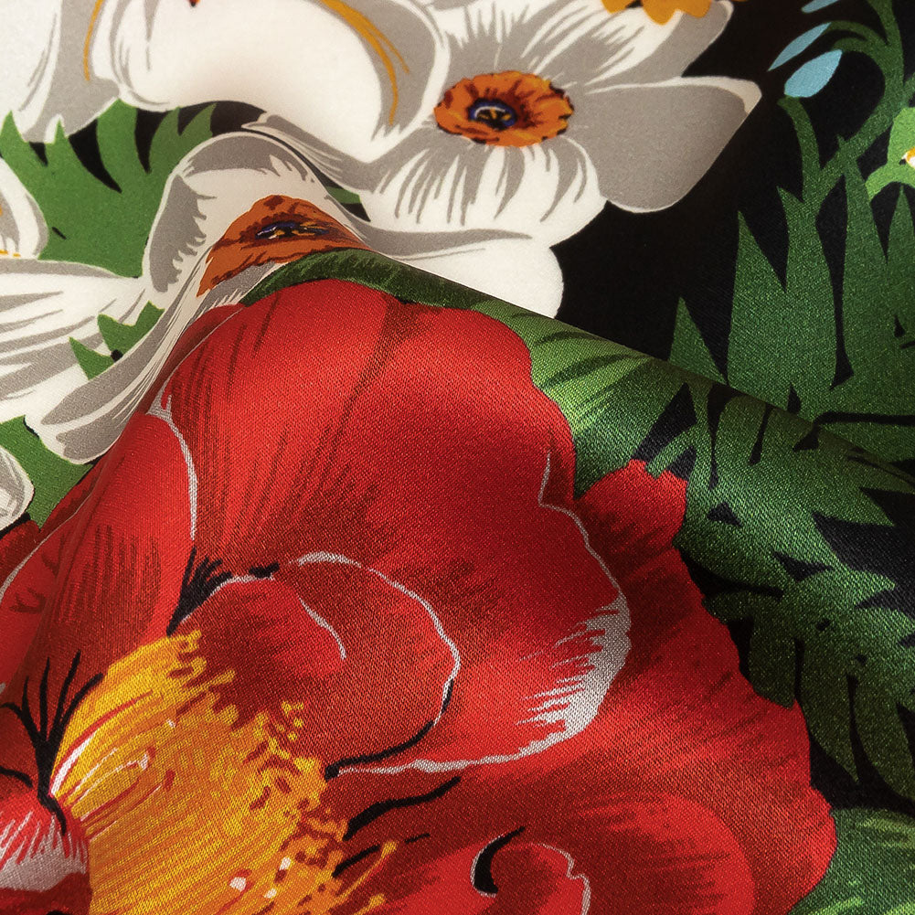 Mood Exclusive Italian Red, Yellow and Blue Floral Silk Charmeuse Mood Exclusive Italian Red, Yellow and Blue Floral Silk Charmeuse