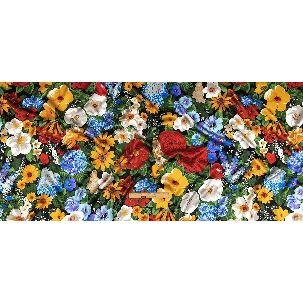 Mood Exclusive Italian Red, Yellow and Blue Floral Silk Charmeuse Mood Exclusive Italian Red, Yellow and Blue Floral Silk Charmeuse